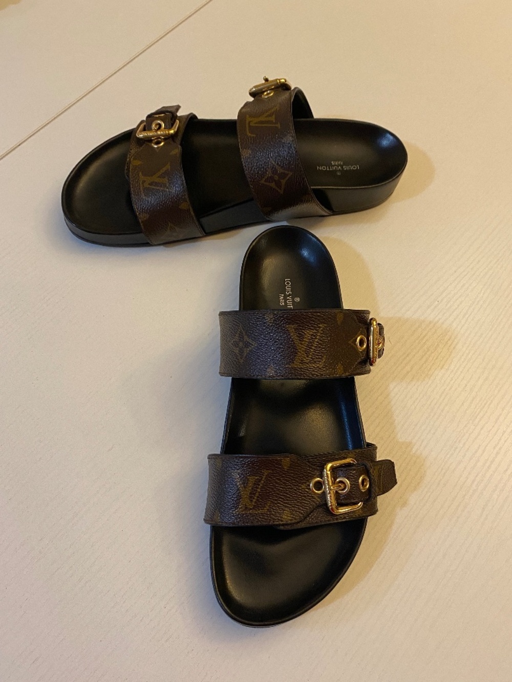 LOUIS VUITTON Bom Dia Flat Comfort Mule Size US 8.5 - Picture 4 of 14